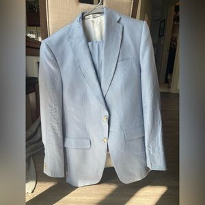 Powder blue linen suit